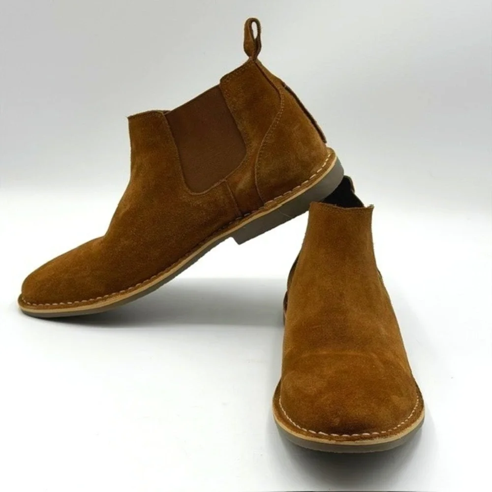 Crevo Denali Mens Chelsea Boots Brown Suede Ankle Pull On Crepe Sole Shoes